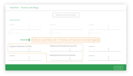 Produção Def - Rega - Sistemas de Rega - Adicionar Novo - Formulário - Opções Avançadas - Cálculo Pl